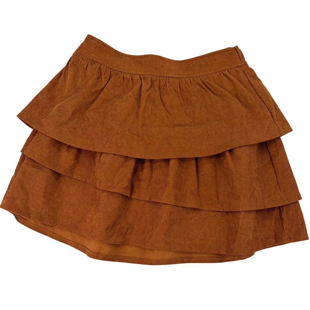 Cottagecore Corduroy Tiered Mini Skirt Rust Brown Boho Fairycore